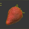 Fresh Ripe Red Strawberry with Green Leaves on Dark Surface