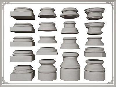 Various Decorative Column Capitals in Stone with Classic and Modern Styles 3d model
