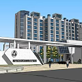 Modern Innovation Research Center Office Building With Glass Curtain Walls And Entrance Canopy