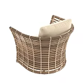 Wicker Outdoor Sofa Featuring Beige and Gray Cushions in Various Angles 3d model
