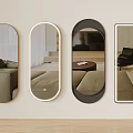 Modern Interior Wall Mounted Mirrors With Various Shapes And Furniture Reflections
