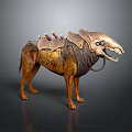 Fantasy Armored Dog With Spiked Armor Mechanical Details Copper Red Accents 3D Render