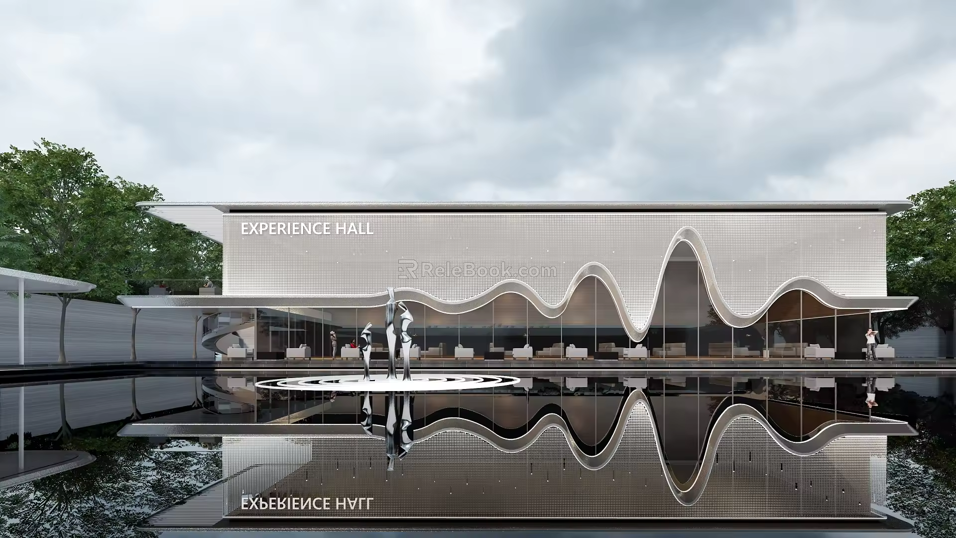 Sales office curve of modern demonstration area 3d model