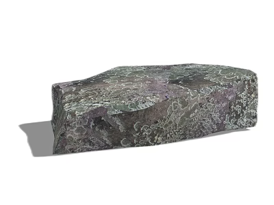 Natural Stone Wood Block With Intricate Green Purple Patterns And Smooth Surface 3d model
