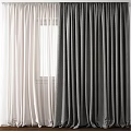 White Sheer And Gray Thick Curtains For Window Home Interior Decoration