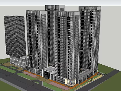 Modern High Rise Residential Buildings With Contemporary Facade And Urban Landscape 3d model