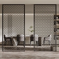 Modern partition metal mesh partition 3d model