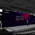 Professional Conference Meeting Room With Large Screen Stage Speaker And Audience Chairs