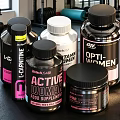 Active Women Food Supplements With Vitamins Protein Powder And Fitness Equipment