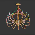 Luxurious Golden Candle Style Chandelier with Multiple Ornate Arms and Shiny Reflection