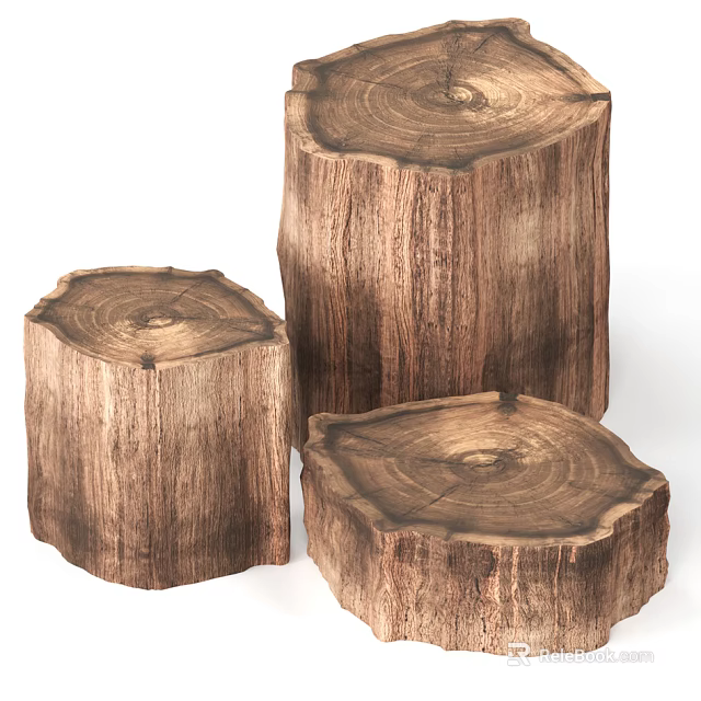 Natural Stone Wood Tree Stumps With Rustic Texture For Decorative Use 3d model 