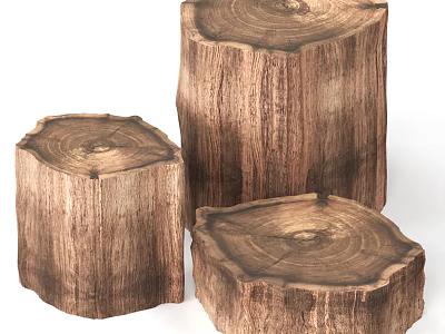 Natural Stone Wood Tree Stumps With Rustic Texture For Decorative Use 3d model