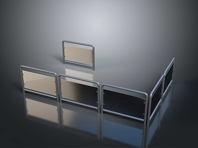 Modern Metal Frame Structure With Rectangular Frames And Reflective Surface On Black Background 3d model