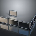 Modern Metal Frame Structure With Rectangular Frames And Reflective Surface On Black Background 3d model