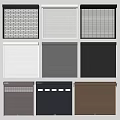 Various Window Blinds With Grid Slatted And Solid Color Designs 3d model