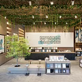 Book Art Space With Greenery Ceiling Wooden Bookshelves And Decorative Artworks