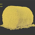 Net Wrapped Hay Bale With Dry Grass And Green Grass Base On Gray Background