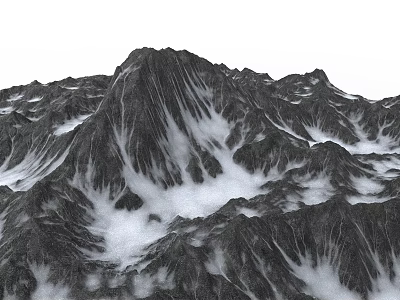 Scenic Alpine Garden Landscape Featuring Snowy Mountain Peaks And Rocky Terrain 3d model