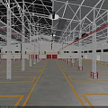 Industrial Factory Building With White Exterior Red Doors Large Windows Steel Frame And Spacious Interior