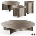 Modern Round Metal Coffee Tables With Unique Curved Base And Smooth Surface