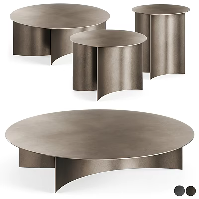 Modern Round Metal Coffee Tables With Unique Curved Base And Smooth Surface 3d model