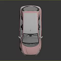 Pink Compact Hatchback With Silver Roof And Modern Exterior Design On Shiny Reflective Surface