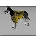 Cute Husky Dog Wearing Yellow Leaf Pattern Shirt Standing On White Background