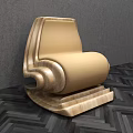 Modern Beige Leather Leisure Chair With Curved Wooden Frame And Herringbone Floor