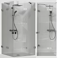 Sleek Modern Shower Sauna Design With Glass Partition And Shower Fixtures