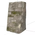 Building Exterior Wall With Weathered Stone Bricks And Natural Moss Growth