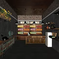 Vintage Grocery Store Interior With Brick Walls Shelves And Retro Decor