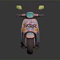 Vintage Pink Scooter With Colorful Graffiti Blue Seat And Good Lettering