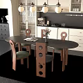 Dining Living Room Interior Design With Oval Wooden Table Green Cushion Chairs Pendant Lights