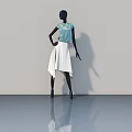 Fashion Model Standing By Modern Hinged Door In Studio Setting 3d model