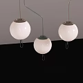 Modern Three Spherical Pendant Lights With White Glass Shades And Metal Hangers