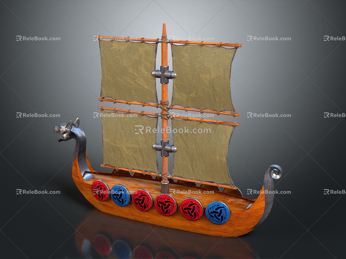 Modern Sailing Pirate Ship Viking Ship Cartoon Sailing Ship 3d model