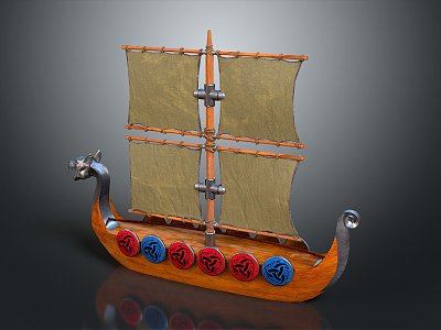 Modern Sailing Pirate Ship Viking Ship Cartoon Sailing Ship 3d model