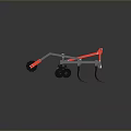 Farm Tillage Equipment With Metal Frame Red Components And Black Blades For Soil Cultivation