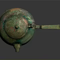 Ancient Bronze Sculpture Vessel With Animal Head Lid Three Legs And Long Spout