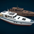 Two Yachts White and Brown Exterior Design with Sleek Structure and Classic Style