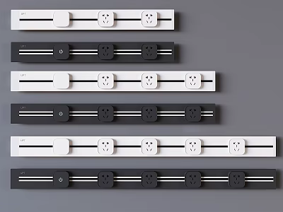 Modern Switch Panels In Black And White With Sockets And Switches 3d model