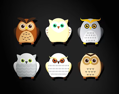 Colorful Cute Owl Shaped Wall Decor with Various Designs and Styles 3d model