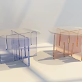 Modern Round Transparent Coffee Tables With Gradient Color Frames And Sleek Design 3d model