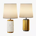 Elegant Table Lamps Featuring White Fabric Shades And Marble Gold Bases