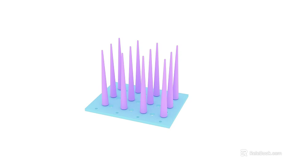 Modern Blue Lockers Featuring Purple Cones Arrangement On Base Plate 3d model 