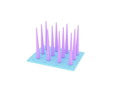 Modern Blue Lockers Featuring Purple Cones Arrangement On Base Plate 3d model