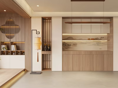 Elegant New Chinese Wooden Side Cabinet With Built In Lights And Beautiful Display Storage Spaces 3d model