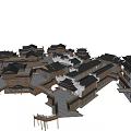 Traditional Ancient Architecture With Wooden Structures Overhanging Eaves And Tile Roofs 3d model