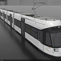Modern White Tram Featuring Streamlined Exterior Design And Large Windows For Urban Transit