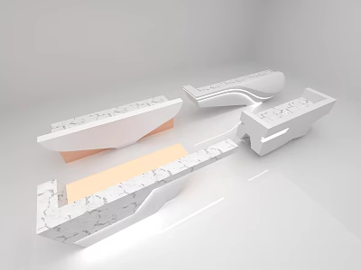Contemporary Reception Desk With White Marble Top And Sleek Design Lines 3d model